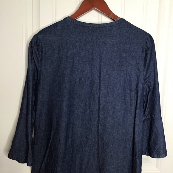 Draper James Chambray Ruffle Shift Dress. - Picture 7 of 10